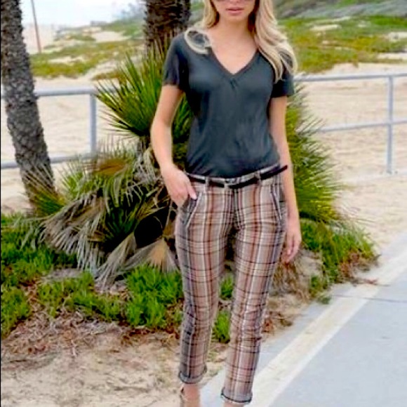 PLAID CROPPED PANTS & SIDE POCKETS 1 LEFT - Picture 3 of 11
